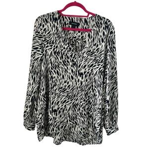 Karen Kane Women’s Blouse Black & White Long Sleeve Size L